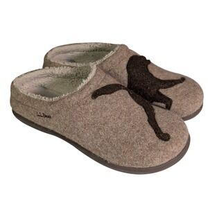 LL Bean Daybreak Scuff Slippers Clogs Womens Size 10M Medium Gray Dog Doggy